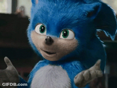 A Close Up Of Sonic The Hedgehog 'S Face With Green Eyes GIF