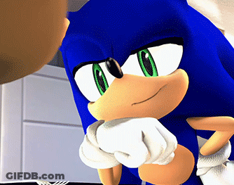 A Close Up Of Sonic The Hedgehog 'S Face With Green Eyes GIF