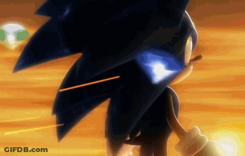 A Close Up Of Sonic The Hedgehog 'S Head With A Blue Light Coming Out Of His Eyes GIF