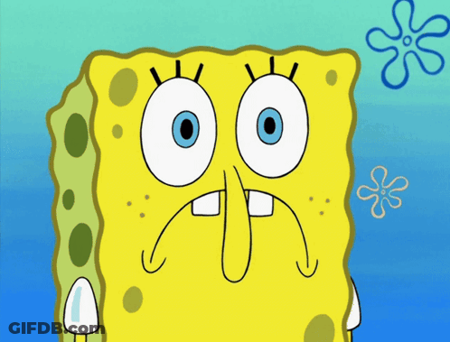 A Close Up Of Spongebob Squarepants ' Face With A Flower In The Background GIF