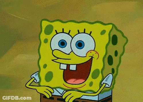 A Close Up Of Spongebob Squarepants ' Face With His Mouth Open GIF
