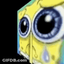 A Close Up Of Spongebob Squarepants 'S Eyes On A Black Background GIF
