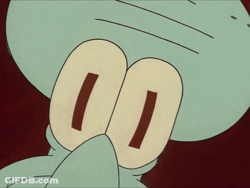 A Close Up Of Squidward From Spongebob Squarepants Making A Face GIF