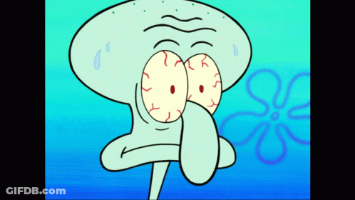 A Close Up Of Squidward From Spongebob Squarepants With His Eyes Closed GIF