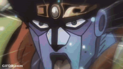 A Close Up Of Star Platinum 'S Face In A Jojo 'S Bizarre Adventure Anime . GIF