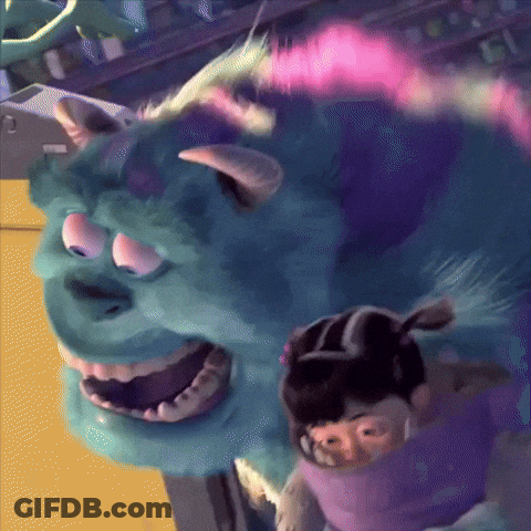 A Close Up Of Sulley From Monsters Inc And Boo GIF
