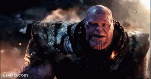 A Close Up Of Thanos In Avengers Endgame GIF