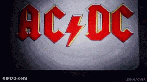 A Close Up Of The Ac Dc Logo With A Lightning Bolt On It . GIF