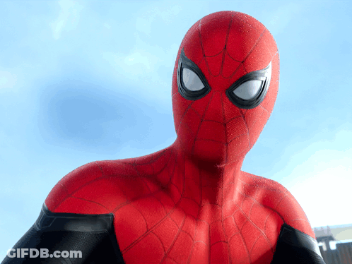 A Close Up Of The Face Of A Spider Man GIF