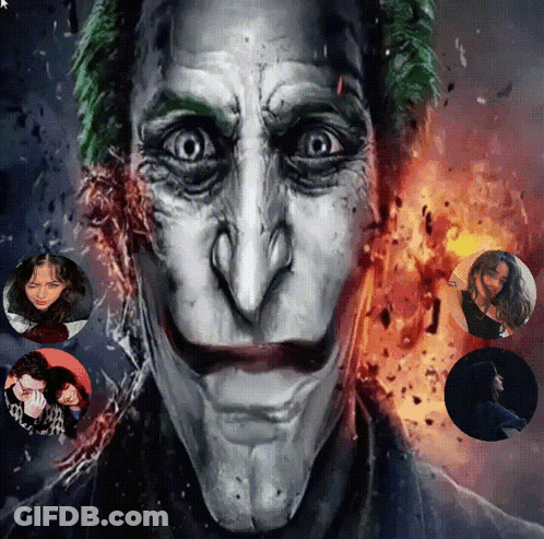A Close Up Of The Face Of The Joker Surrounded By Circles GIF
