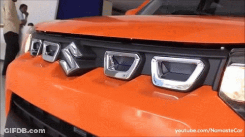 A Close Up Of The Front Of A Suzuki Vehicle GIF