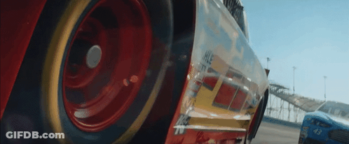 A Close Up Of The Wheel Of A Race Car On A Race Track . GIF