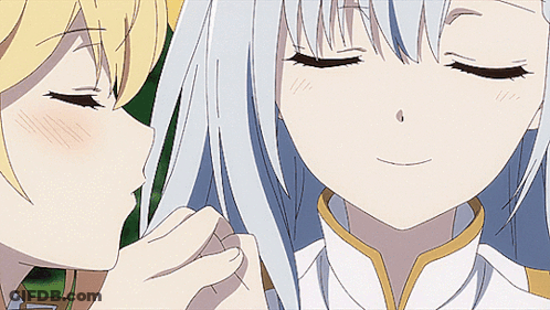 A Close Up Of Two Anime Girls Kissing GIF