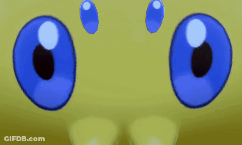 A Close Up Of Two Blue Eyes On A Yellow Surface GIF