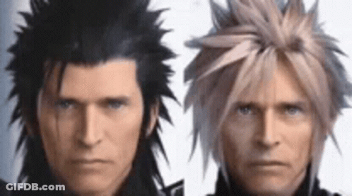 A Close Up Of Two Men 'S Faces With Different Hairstyles On A White Background . GIF