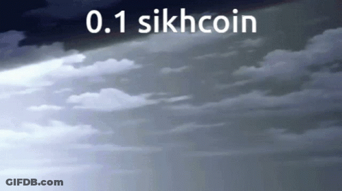 A Cloudy Sky With The Words 0.1 Sikhcoin In White Letters GIF