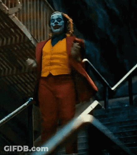 Clown Walking Down Stairs GIF