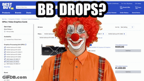 A Clown With A Red Wig And A Red Nose Is On The Best Buy Website GIF
