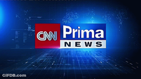 A Cnn Prima News Logo Is Displayed On A Blue Background GIF