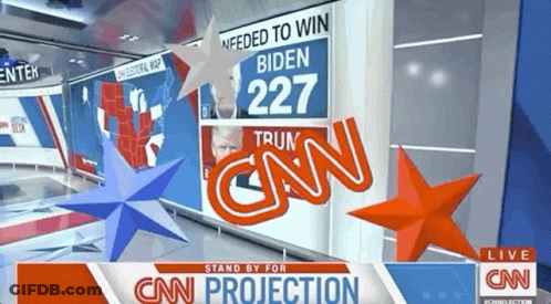 A Cnn Projection Screen Shows That Biden Needs 227 Votes To Win The Election GIF