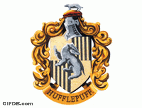 A Coat Of Arms For The House Hufflepuff With A Lion And A Horse GIF
