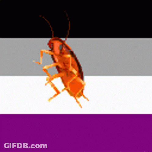 A Cockroach Is Sitting On A Purple White And Black Flag GIF