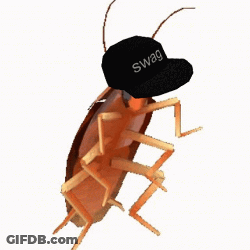 A Cockroach Is Wearing A Black Hat That Says Swag GIF