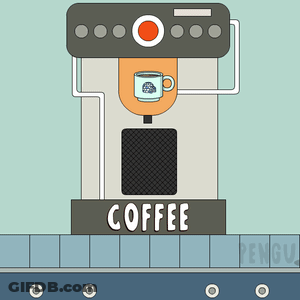 A Coffee Machine With A Cup Of Coffee On Top GIF