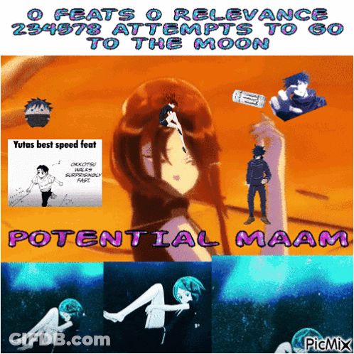 A Collage Of Anime Characters With Potential Maam Written On The Bottom GIF