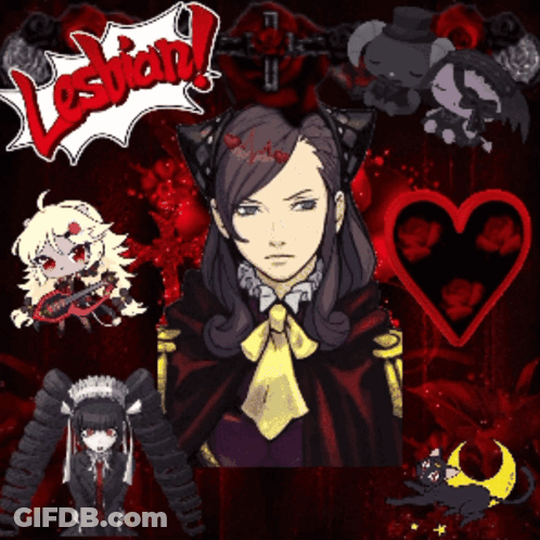 A Collage Of Anime Characters With The Word Lesbian On The Top Left GIF