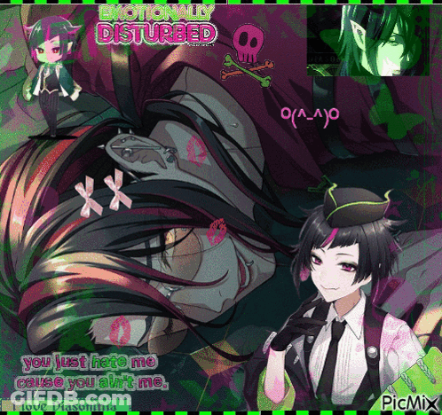 A Collage Of Anime Characters With The Words Emotionally Disturbed GIF