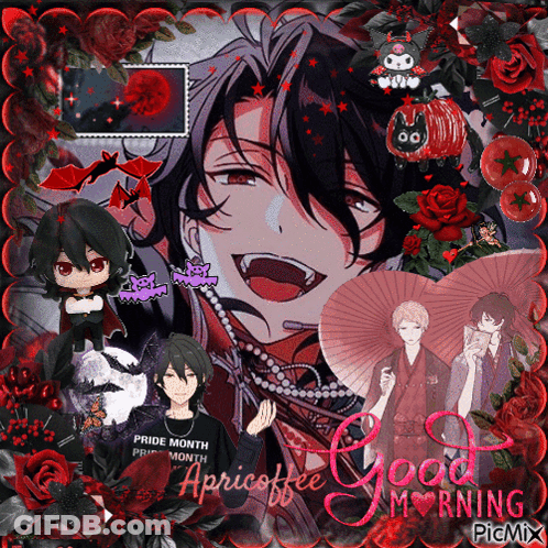 Anime Collage With Good Morning Text GIF