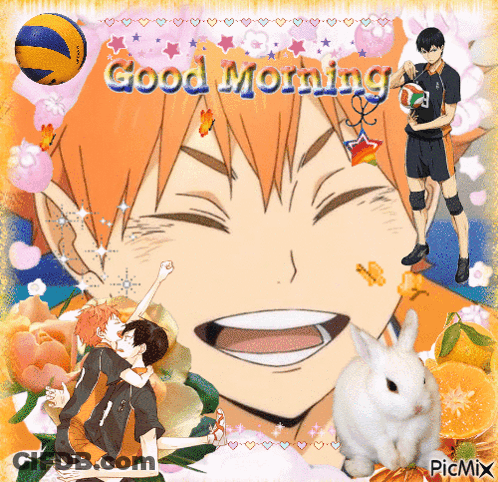 A Collage Of Anime Characters With The Words Good Morning Written On The Top GIF
