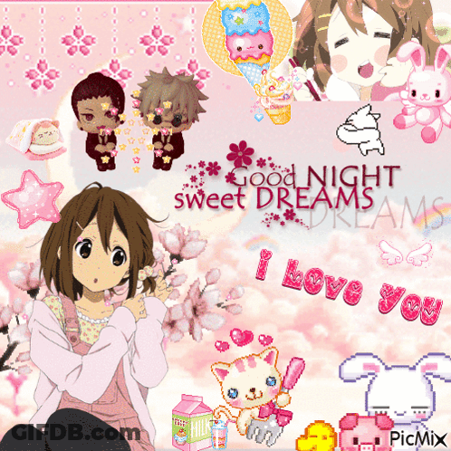 A Collage Of Anime Characters With The Words Good Night Sweet Dreams Dreams GIF