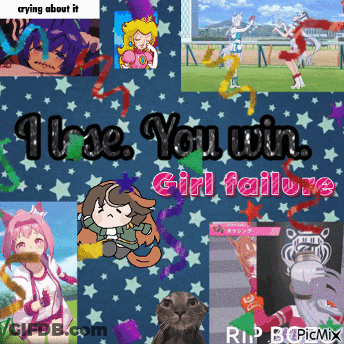 Anime Collage With Girl Failure Words GIF