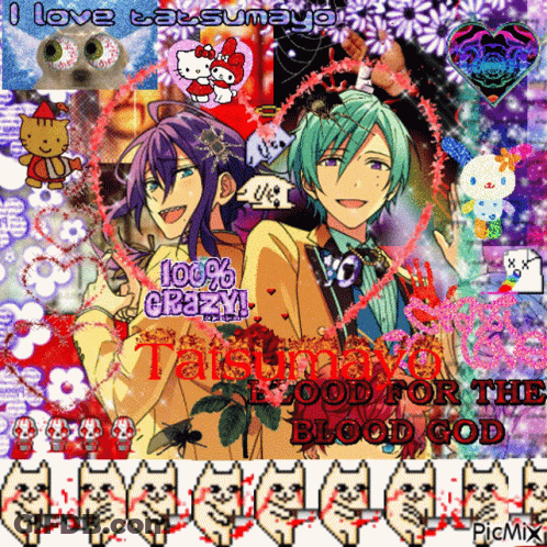 A Collage Of Anime Characters With The Words " I Love Balsumayo " On Top GIF