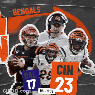 A Collage Of Bengals Football Players And Coach GIF