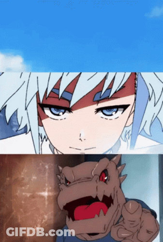 A Collage Of Cartoon Characters Including A Girl And A Monster With Red Eyes GIF