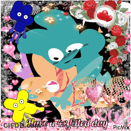 A Collage Of Cartoon Characters With The Words " Have A 42 Filled Day " GIF