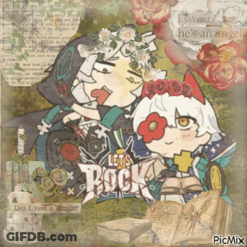 A Collage Of Cartoon Characters With The Words Let 'S Rock On The Bottom GIF
