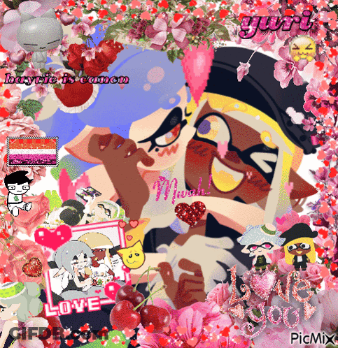 A Collage Of Cartoon Characters With The Words Love On The Bottom Right GIF