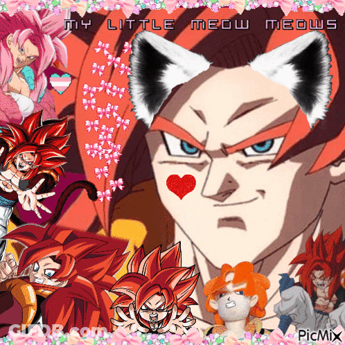 A Collage Of Cartoon Characters With The Words My Little Meow Meows On Top GIF