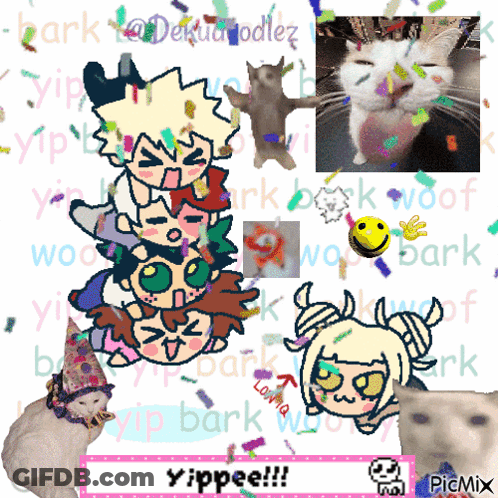 A Collage Of Cartoon Characters With The Words Yippee In The Corner GIF