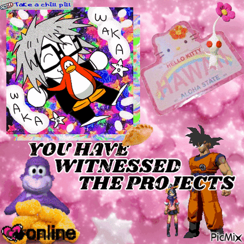 A Collage Of Cartoon Characters With The Words You Have Witnessed The Projects On The Bottom GIF