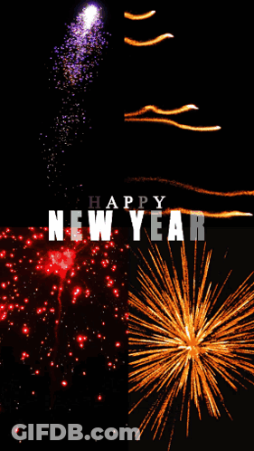 A Collage Of Fireworks With The Words Happy New Year GIF