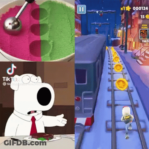 A Collage Of Images Including A Subway Game GIF