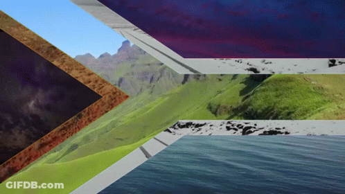 A Collage Of Images Including Mountains And Water GIF