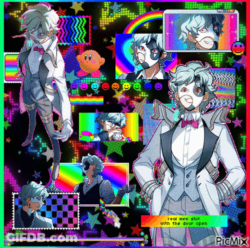 A Collage Of Images Of A Man In A Tuxedo With The Words " Fool Men Shut With The Door Open " On The Bottom GIF
