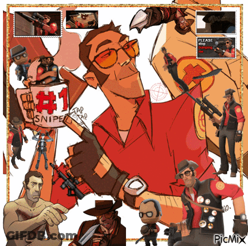 A Collage Of Images Of A Man With A Sign That Says # 1 Snipe GIF