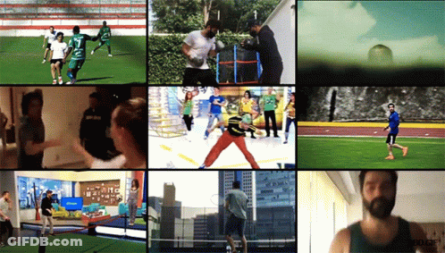 A Collage Of Images Of People Playing Sports Including One With The Number 7 GIF